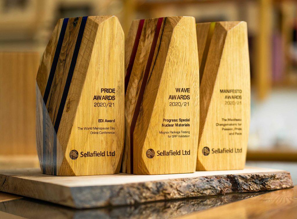English Oak and Coloured Resin Trophies