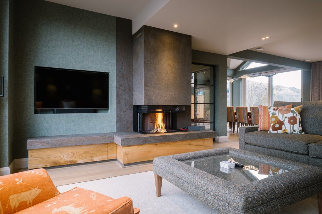 Fireplace with Elm cladding